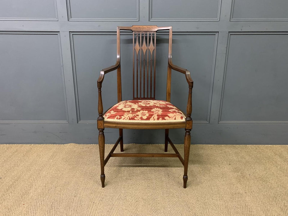 Edwardian Inlaid Mahogany Armchair