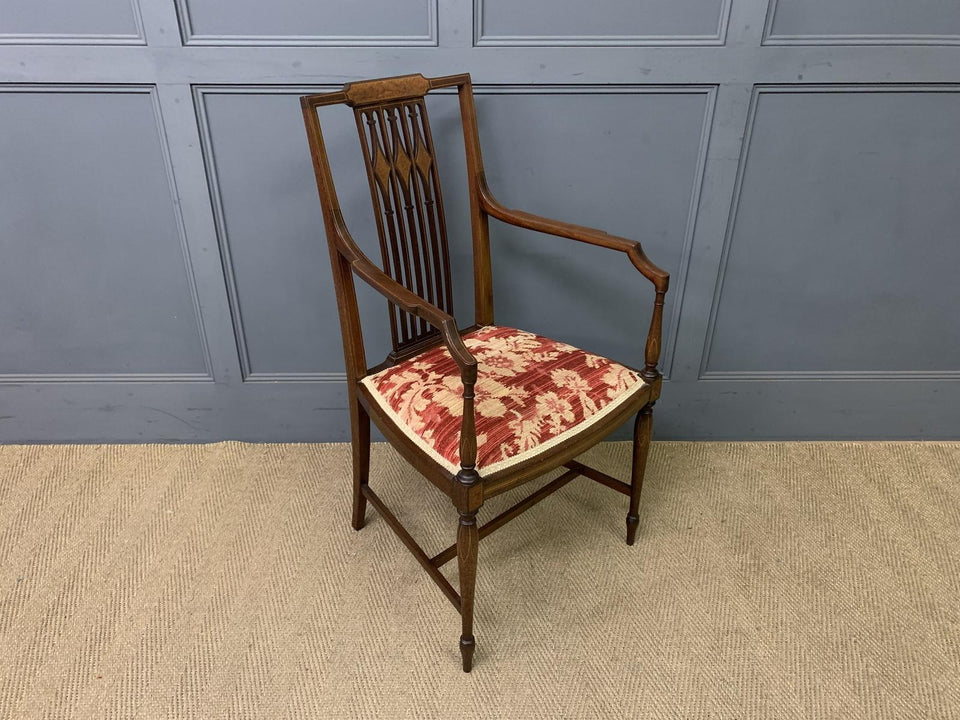 Edwardian Inlaid Mahogany Armchair