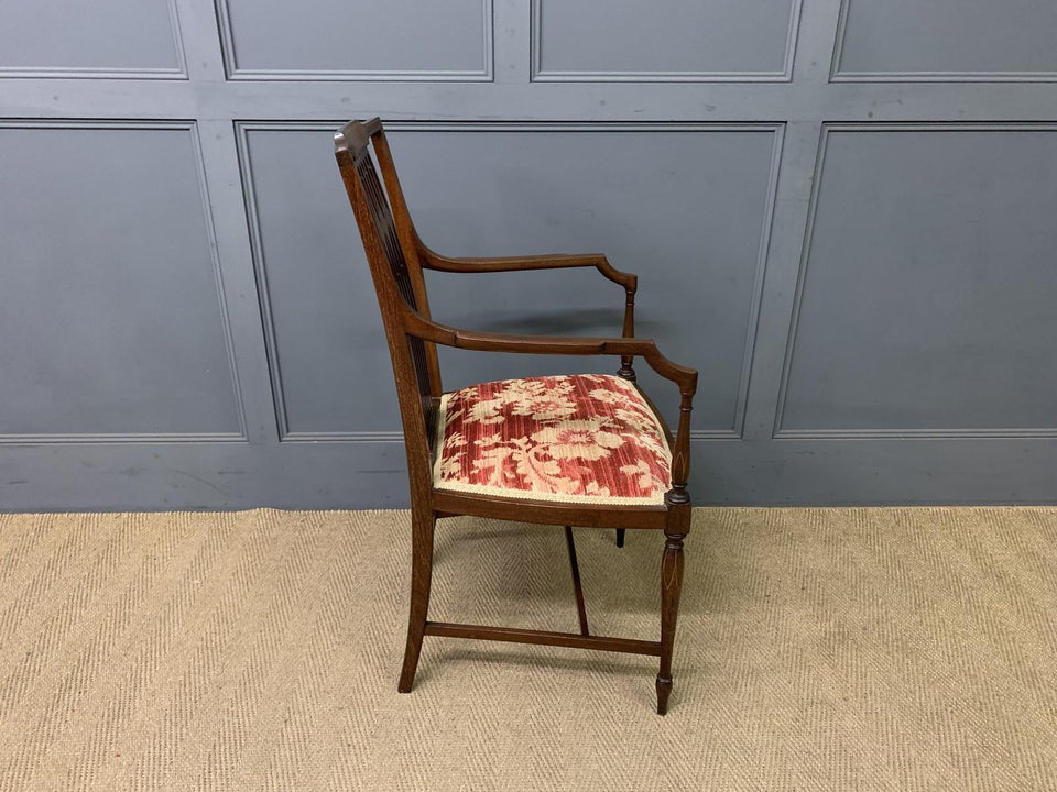 Edwardian Inlaid Mahogany Armchair