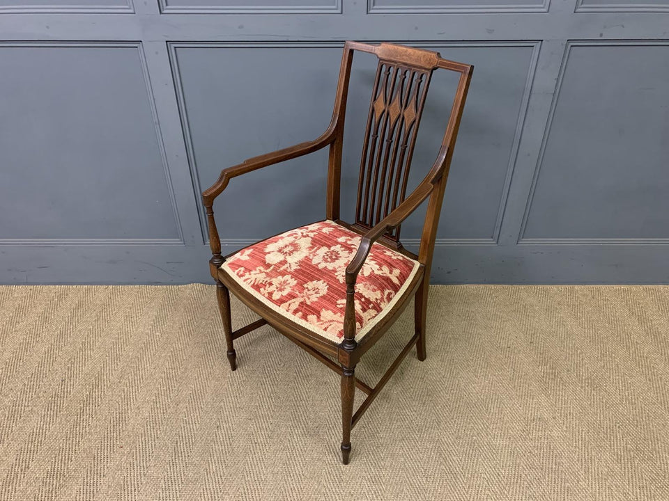 Edwardian Inlaid Mahogany Armchair